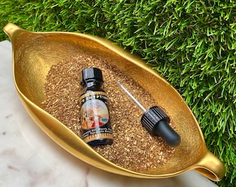 Sérum facial vegano dorado egipcio con oro de 24 quilates: Resplandor de diosa, frasco ámbar de 14 ml.