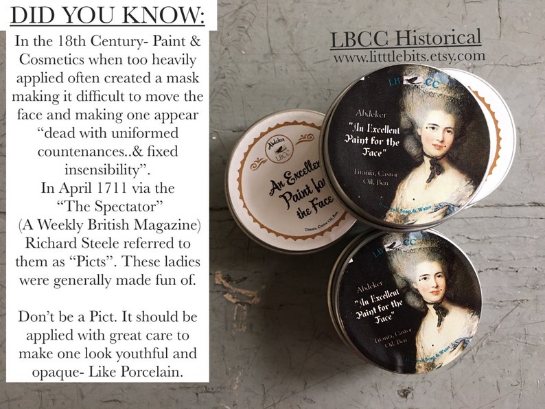 An Excellent Paint for the Face Historical Foundation Natural Primer Natural Foundation Natural Cover Up Vintage Makeup image 4