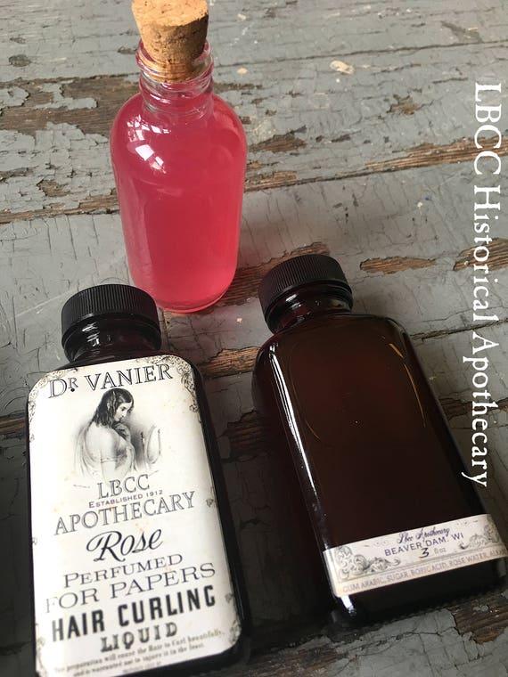 1900-1910 Edwardian Makeup and Beauty Products 1912 Perfumed Rose Hair Curling Liquid For Papers Curl Paper Rag Curl Natural Hairspray Historical Curl Set Titanic Hairstyle Edwardian Hair $20.00 AT vintagedancer.com