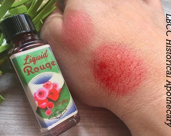 Rouge liquide des années 30 ~ Couleur corail chaude ~ Fard à joues liquide vintage ~ Maquillage vintage ~ Teinture liquide naturel pour les lèvres et les joues