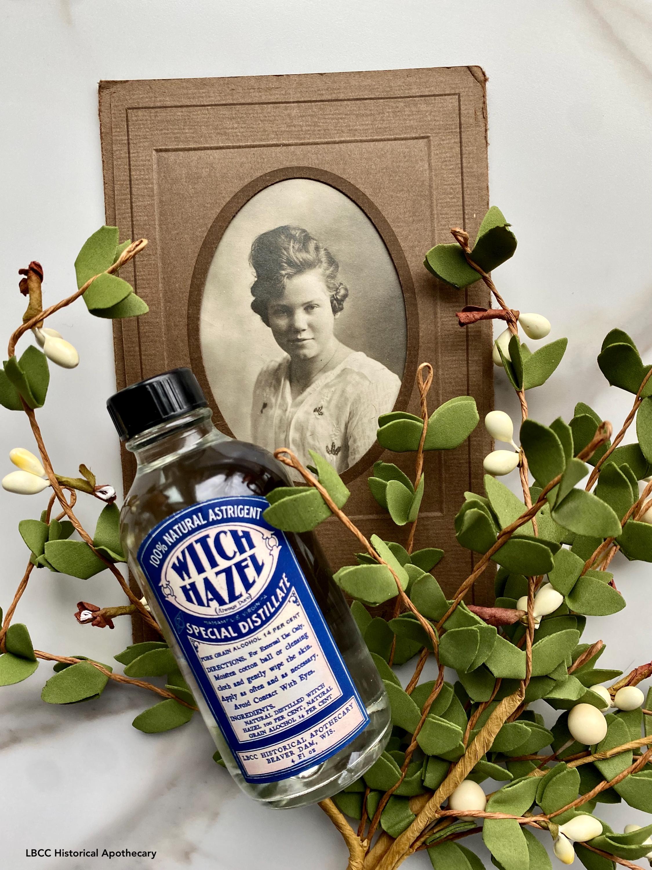 Organic Witch Hazel Astringent Toner: 1920s Label, 4oz Glass Bottle