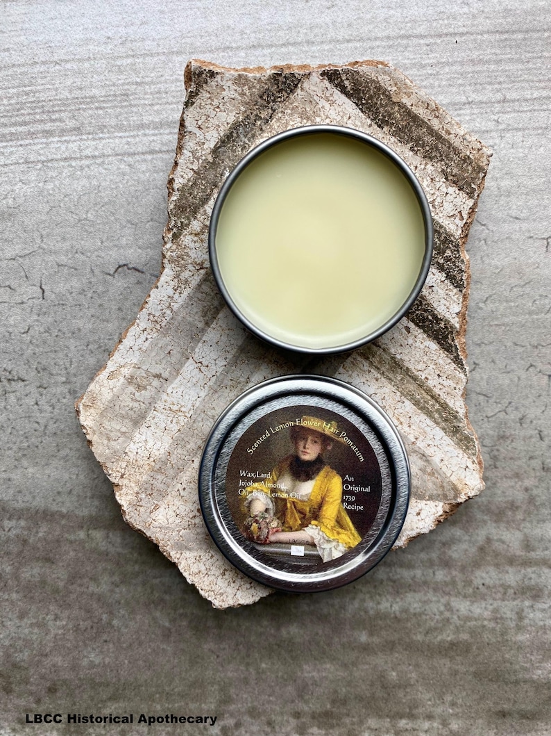 18th Century Lemon Flower Pomatum- Hair Pomade, Beeswax Hair Pomade, Natural Hair Styling Wax, Vintage Hairstyle Toilette