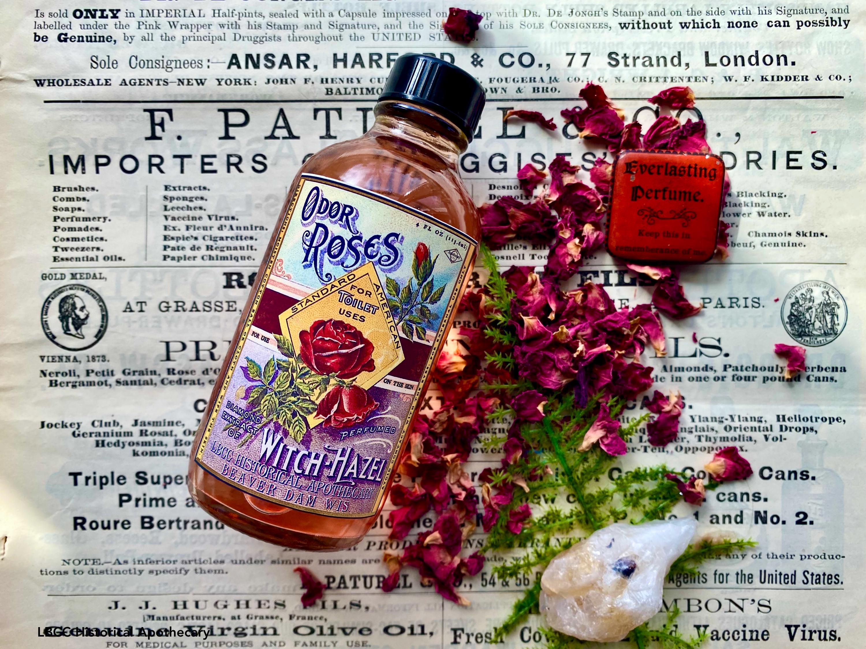 NEW Organic Rose Witch Hazel 100% Pure Natural USP Astringent Toner and Skin Care Original Victorian Edwardian Label Skincare