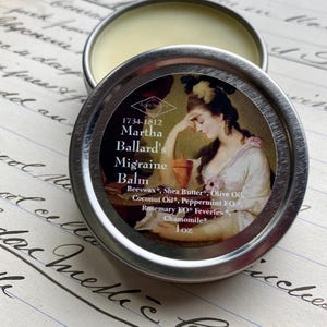 Kopf Hals Megrim Balm 1735-1812 Martha Ballard's Balm ~ Natürlich ~ Family Safe Balm ~ LBCC Historischer Apotheker