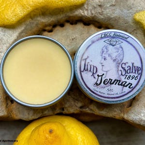 Lemon Lips 1896 Lip Salve, Victorian Salve, Moisturizing Lip Balm, Cocoa Butter Lip Balm, Sensitive Skin, Historical Apothecary