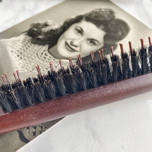 Vintage Style Hairbrush Hair Teasing Brush Powder Brush Natural Wood Natural & Manmade Bristles image 8