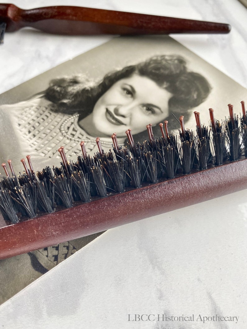 Vintage Style Hairbrush Hair Teasing Brush Powder Brush Natural Wood Natural & Manmade Bristles image 8