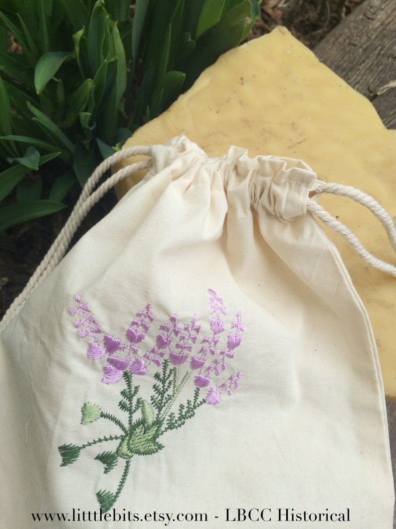 Large Lavender Embroidered Toilette Traveling Bag For Your Historical Needs Muslin Embroidered Bag Lavender Embroidery