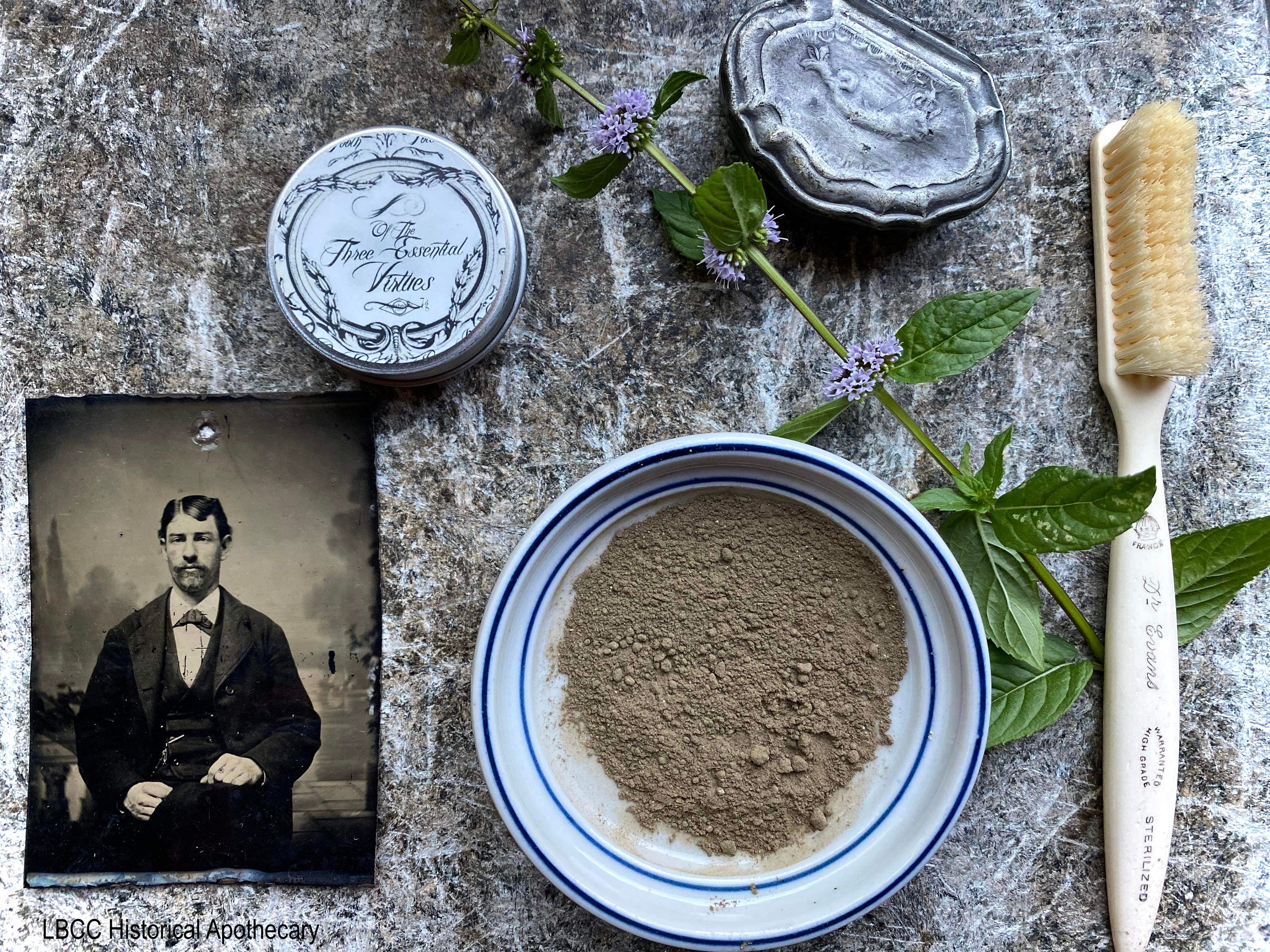 VEGAN Civil War Tooth Powder Of The Three Essential Virtues 1860 Organic Natural Historical Toothpowder