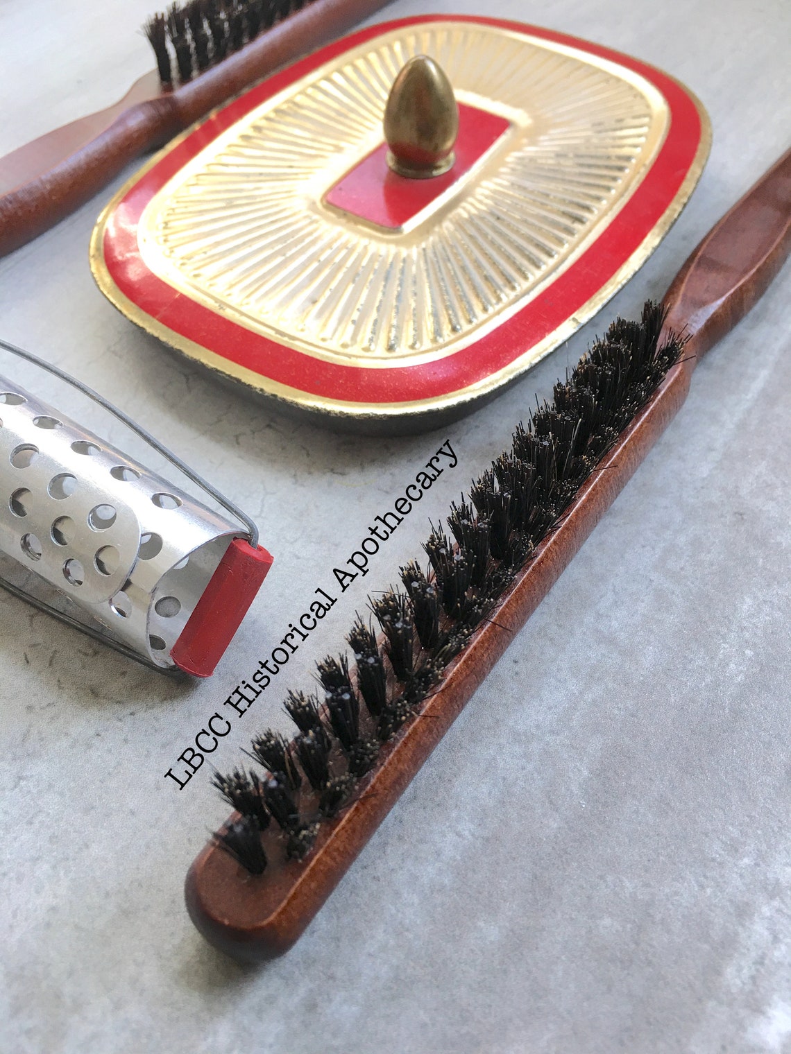 Historical Vintage Hair Brush Boar Bristle Powder Parting Comb Etsy