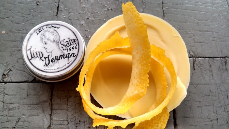 Lemon Lips 1896 Lip Salve, Victorian Salve, Moisturizing Lip Balm, Cocoa Butter Lip Balm, Sensitive Skin, Historical Apothecary image 2