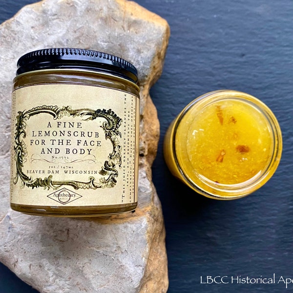 Vegan Lemon Body Scrub: All Skin Types, Natural Exfoliant Colonial Era