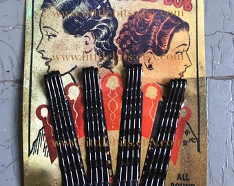 1920-1930 Black Bobby-Pin Card Vintage Collection  For Your Vintage Hairstyle, Bobbie Pins, Bob Pins, Hair Pins,