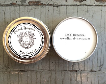 Natural Bergamot Hair Pomade 1756 Pomade 18th Century Bergamot Pomatum Historical Label No Poo Pomade Dry Shampoo Pomade