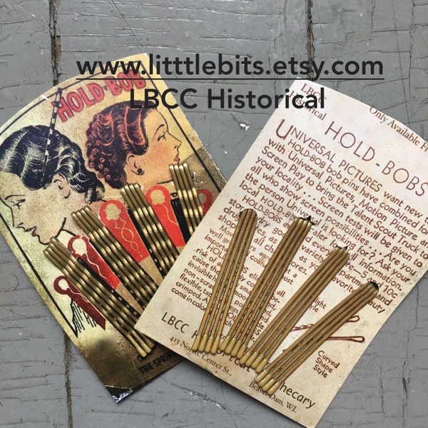 1920-1930 Blond Bobby-Pin Card Vintage Collection Hold-BOBS For Your Vintage Hairstyle Bobbie Pins Hair Pins, Hair Setting Gift