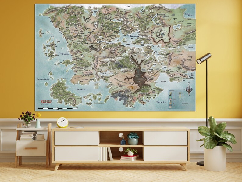 Dungeons and Dragons Faerun Map Poster Print, Forgotten Realms Wall Art ...