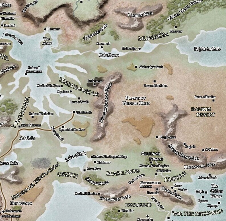 Dungeons and Dragons Faerun Map Poster Print, Forgotten Realms Wall Art ...