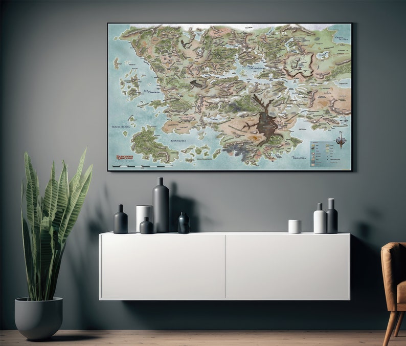 Dungeons and Dragons Faerun Map Poster Print, Forgotten Realms Wall Art ...