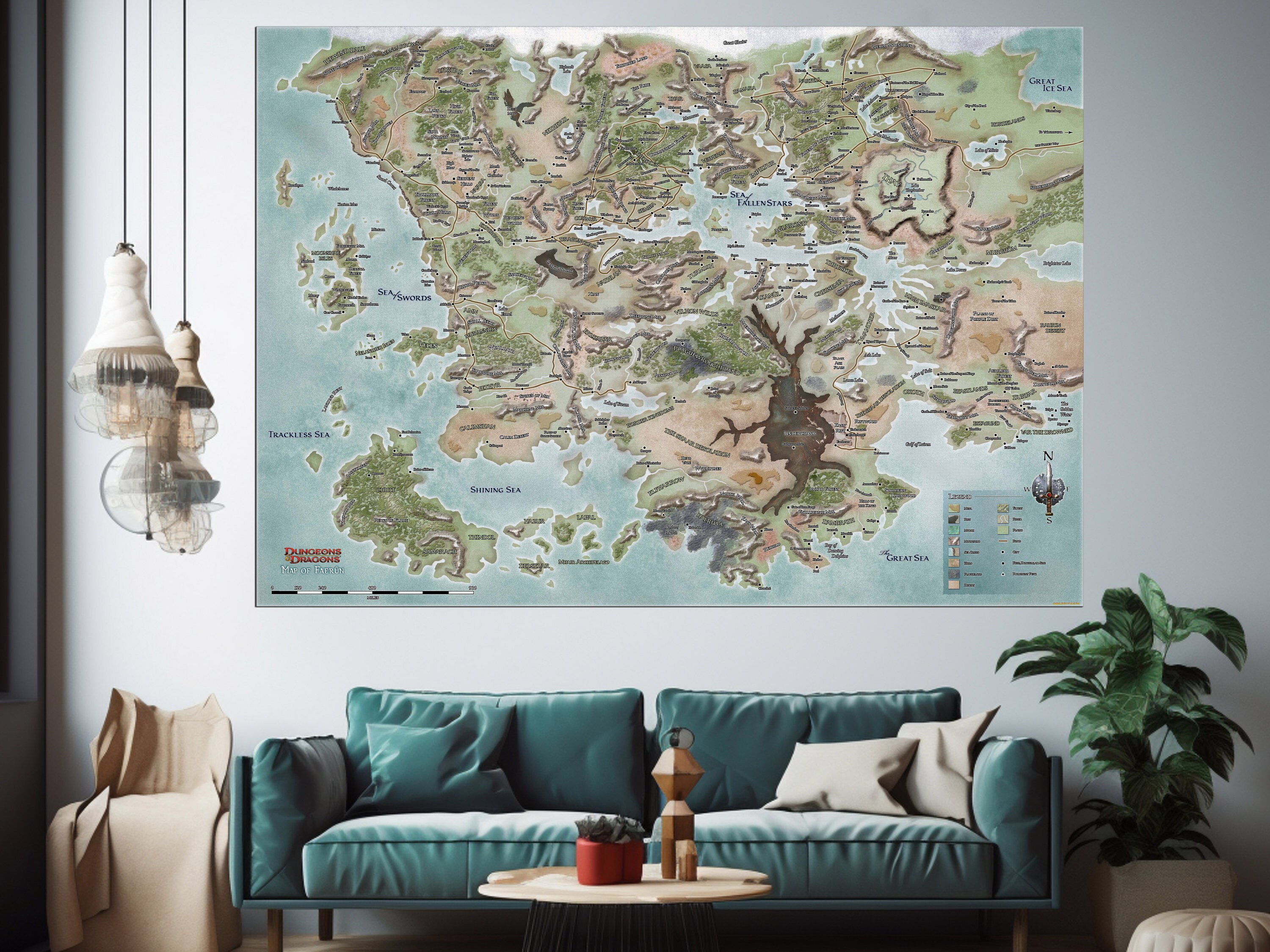 Dungeons and Dragons Faerun Map Poster Print, Forgotten Realms Wall Art ...