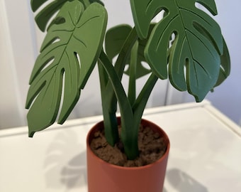 Monstera Plant With Magnetic Coasters | 3D Printed Decor