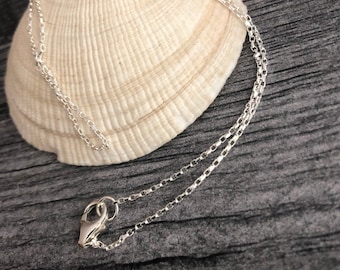 Sterling Silver Chain for Pendant, Diamond Cut Rolo Chain 16, 18, 20, 24 ,26, 30, 36 inches, Dainty Layering Necklace, None Tarnish Chain