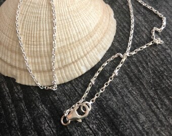 Heavyweight Sterling Silver Chain for Pendant, Diamond Cut Rolo Chain 16 to 30 inch, Layering Necklace, None Tarnish Strong Chain 2mm.