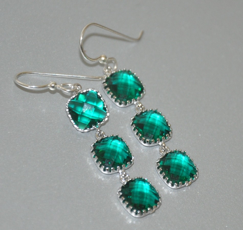 Art Green Sterling Silver Overgild Crystal Shell Drop Earrings