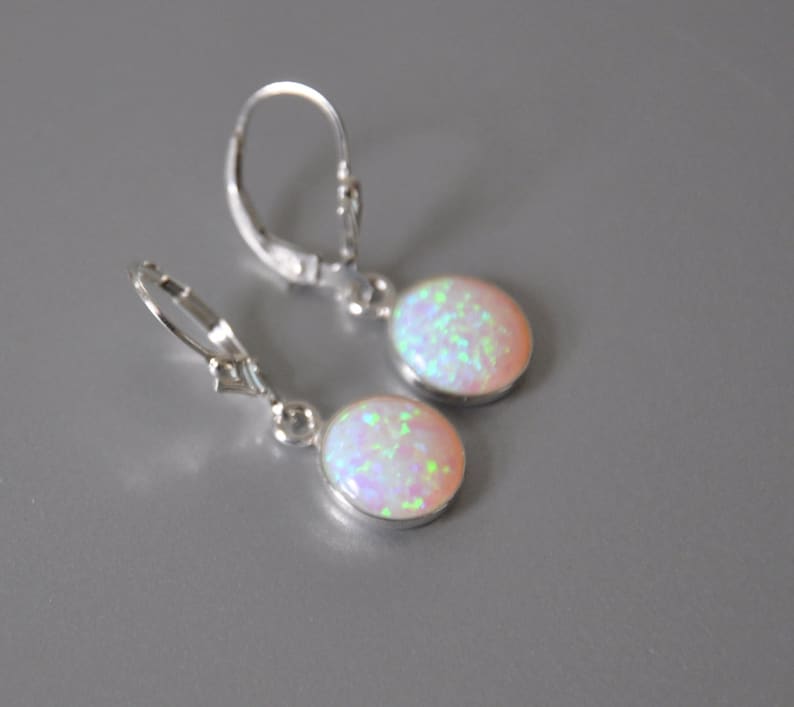 October Birthstone Opal Jewelry White Opal Earrings Leverback
