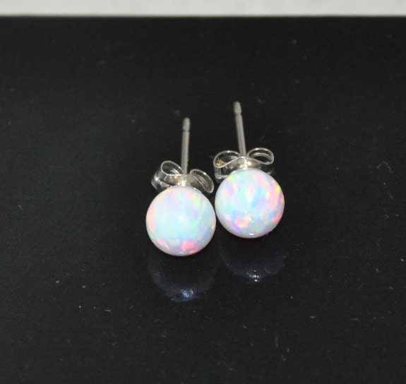 6mm Ball Stud Post Earrings Opal Earrings Sterling Silver Etsy