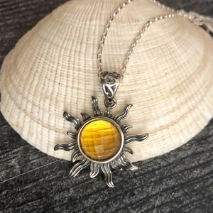 Genuine Citrine Sunshine Pendant, Sterling Silver Sun Necklace, November Birthstone, Celestial Jewelry, Gift for Wife Girlfriend