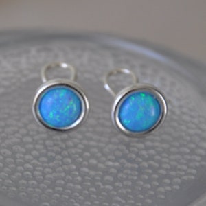 White Opal Earrings Sterling Silver, Clip on Earrings, Blue Opal Earrings, Opal Jewelry image 2