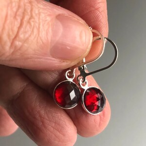 Genuine Garnet Earrings Sterling Silver, Red Garnet Earrings Drop,  January birthstone, Gift for Wife Girlfriend, Graduation Gift