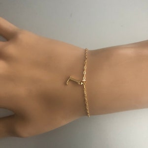 14K Gold Initial Bracelet, Letter Bracelet, Personalized Bracelet Gold, Gift for Mom, Personalized jewelry, Kids Name Initial Bracelet