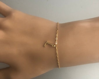 Dainty Gold-Filled Letter Bracelet, Personalized Initial Charm, Bridesmaid Gift, Gift for Mom