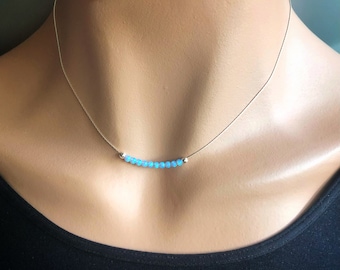 Opal Necklace Sterling Silver, Opal Choker Necklace, Minimalist Blue Opal Ball Necklace, October Birthstone, Opal Jewelry, Girlfriend Gift