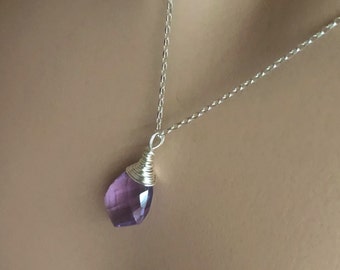 Alexandrite Quartz Necklace Sterling Silver, Purple Gem Necklace, June Birthstone, Bridesmaid Gift, Gift for Mom, Daughter, Handmade Jewelry