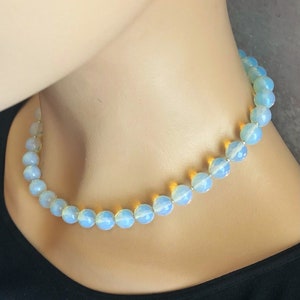 Iridescent Opalite Necklace, Moonstone Necklace Sterling Silver, Handmade Wedding Bohemian Jewelry, Gemstone necklace, Bridesmaid Gift