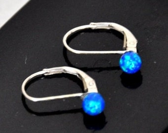 Orecchini pendenti in argento sterling fatti a mano con opale di fuoco e topazio azzurro cielo - Italia