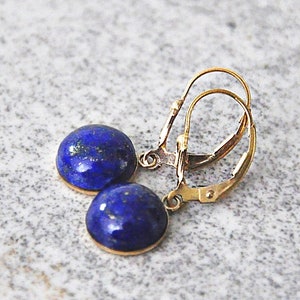 14k Gold Filled Lapis Lazuli Ohrringe, Blauer Stein Ohrringe, Brisur Ohrringe, Boho Edelstein Schmuck