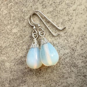 Opalite Earrings Sterling Silver, Crystal Dangle Earrings, Handmade Jewelry, Gift for Wife, Girlfriend, BFF, Graduation Gift