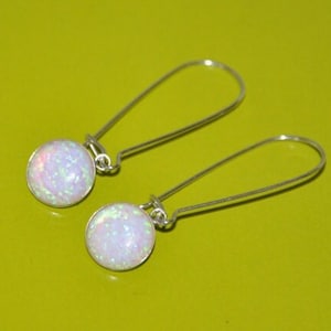 White Opal Earrings Silver, Opal Earrings Dangle, Opal Jewelry, October Birthstone, Wife Birthday Gift, Long earrings, Gift for Daughter