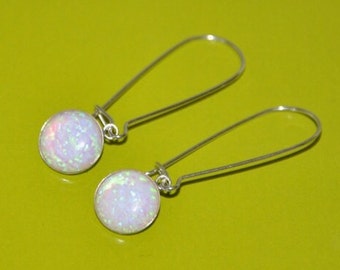 White Opal Earrings Silver, Opal Earrings Dangle, Opal Jewelry, October Birthstone, Wife Birthday Gift