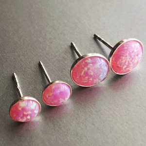 Opal Earrings, Mother daughter Earring set, Pink Opal Studs, October Birthstone, Opal Jewelry, Birthday Gift for Mom, Gift for Daughter, BFF