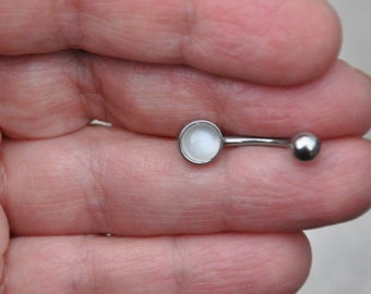 Natural Moonstone Belly Button Ring Surgical Steel, 6mm Stone, Hypoallergenic Body Jewelry, Navel Piercing, Best Friend Gift