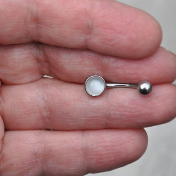 Natural Moonstone Belly Button Ring Surgical Steel, 6mm Stone, Hypoallergenic Body Jewelry, Navel Piercing, Best Friend Gift