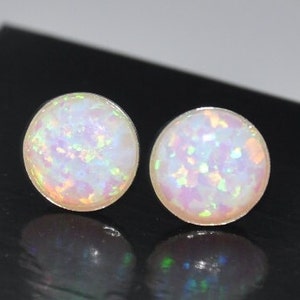 10mm White Opal Stud Earrings Sterling Silver Opal Jewelry - Etsy