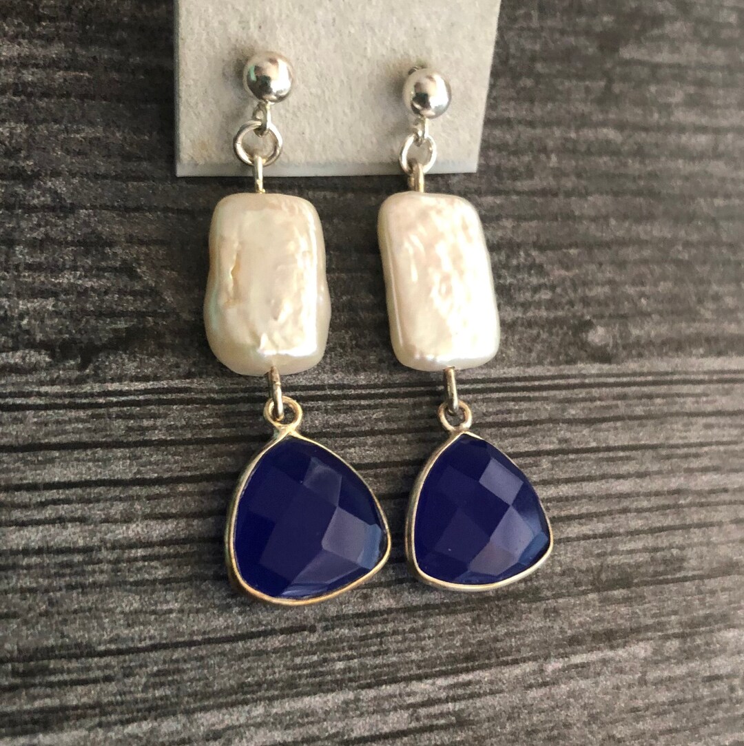 Collier Et Boucles D'Oreilles Perles Sodalite V – Argent Sterling – Style Bohème