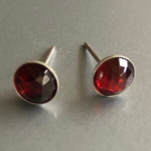 Rose Cut Garnet Earrings, Garnet Stud Earrings Sterling Silver, January Birthstone, Garnet Gemstone Jewelry, Bohemian Jewelry, Birthday Gift