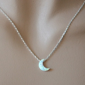 Moon Phase Necklace, Opal Necklace Sterling Silver, Layering Necklace, Celestial Jewelry, Opal Jewelry, October Birthstone, Birthday Gift