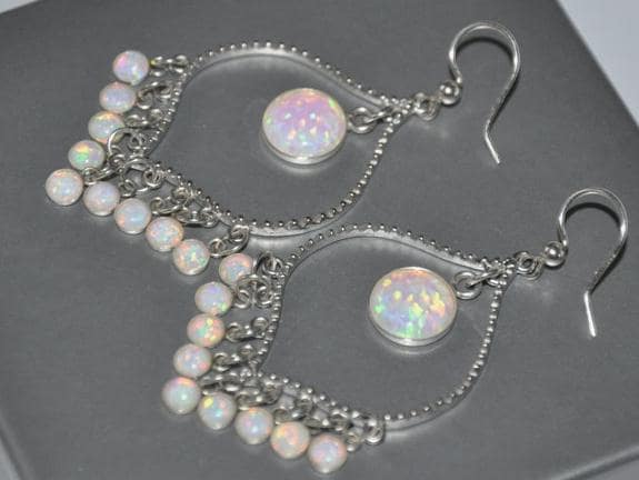 Opal Chandelier Earrings Sterling Silver